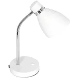 Steinhauer Schreibtischleuchte Tischlampe Leseleuchte Spot verstellbar weiß 1x E27 chrom