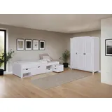 Mid.you Einzelzimmer, Weiß, Holz, Kiefer, teilmassiv,massiv, 4 Fächer, Lattenrost, Schlafzimmer, Schlafzimmer Komplett