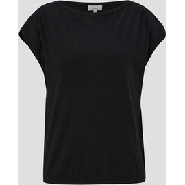 s.Oliver T-Shirt mit gerafften Ärmeln, Damen, schwarz, 42