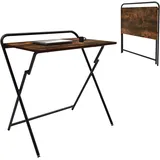 Maclean Brackets Maclean MC-127 B Klappbarer Laptop-Schreibtisch 80x50 cm Rustikal Braun Schwarz – Stabiler Faltbarer Computertisch bis 50 kg Belastbar, Homeoffice Tisch mit X-Metallgestell