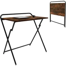 Maclean Brackets Maclean MC-127 B Klappbarer Laptop-Schreibtisch 80x50 cm Rustikal Braun Schwarz – Stabiler Faltbarer Computertisch bis 50 kg Belastbar, Homeoffice Tisch mit X-Metallgestell