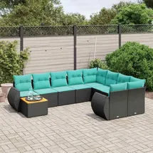 vidaXL Gartensofa-Set 10-tlg. schwarz