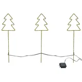 expo-bˆrse LED Metall Gartenstecker Tannenbaum 3-teilig 60 LEDs Batterie Timerfunktion
