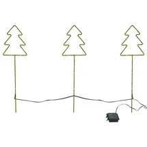 expo-bˆrse LED Metall Gartenstecker Tannenbaum 3-teilig 60 LEDs Batterie Timerfunktion