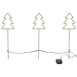 expo-bˆrse LED Metall Gartenstecker Tannenbaum 3-teilig 60 LEDs Batterie Timerfunktion
