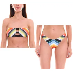 RIP CURL Beach Bazaar Damen Bikini-Oberteil mit Clip-Verschluss oder Bikini-Unterteil Bandeau-Bikini Bikini-Hose Bademode GSILC5 Bunt - M
