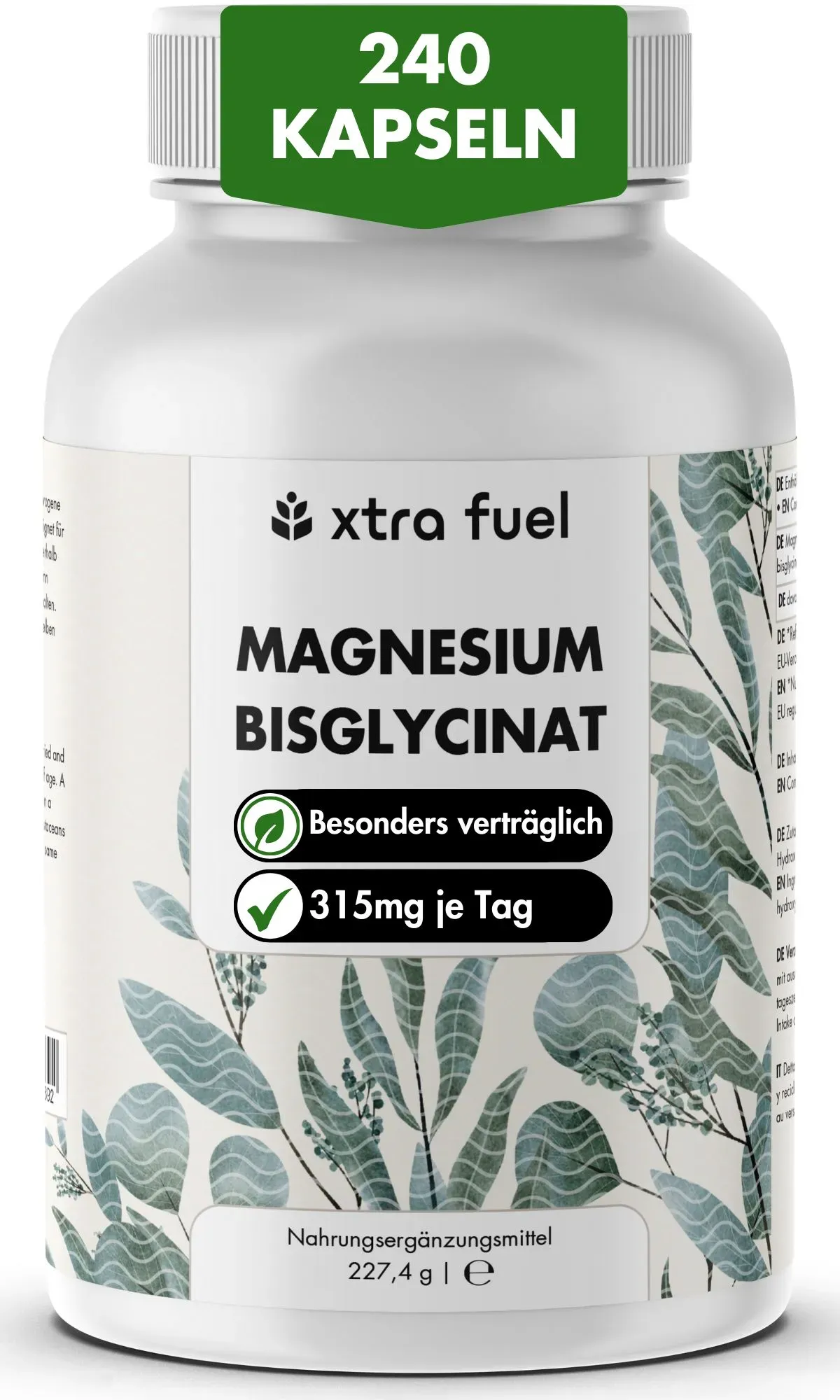 Xtra Fuel Magnesium Bisglycinat - Hochdosiertes aus bewährter Glycinat-Verbindung Kapseln 227 g