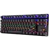 LexonElec Mechanische Gaming-Tastatur Compact 87 Tasten Volle Anti-Ghosting-Funktion Mechanische Computertastatur 24 Modi Von hinten beleuchtete USB-Kabel Blau-Äquivalent-Schalter für PC