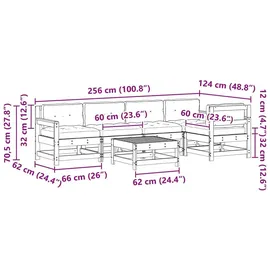 vidaXL Garten-Lounge-Set 6-tlg. Wachsbraun
