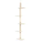 fudajo Kratzbaum deckenhoch 230–276 cm in Beige, Katzenkratzbaum mit 4 Ebenen, Katzenbaum Deckenspanner höhenverstellbar, Katzenmöbel mit Sisal