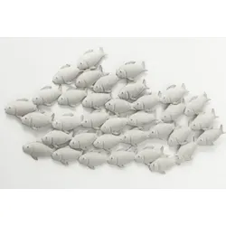 Wandobjekt Wandbild Wanddeko Fischschwarm grau Eisen L 97 cm