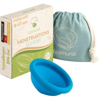 cosmundi Menstruationsscheibe aus medizinischem Silikon - Für Sport, Schwimmen & Intimität - Wiederverwendbare Menstrual Disc & nachhaltige Tampon Alternative - Wohlbefinden während der Periode - 65mm
