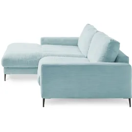 KAWOLA Ecksofa Cara Cord Recamiere links hellblau