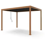 Blumfeldt LuminaHaven Pergola 3x4 verzinkter, holzfarbener Stahl Schwarz