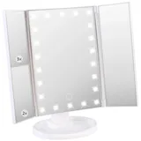 Sichler Beauty Falt-Schminkspiegel mit LED-Beleuchtung, 3x/2x/1x-Vergrößerung, weiß