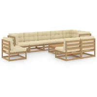 vidaXL 10-tlg Garten-Lounge-Set mit Kissen Kiefer Massivholz Modell 31