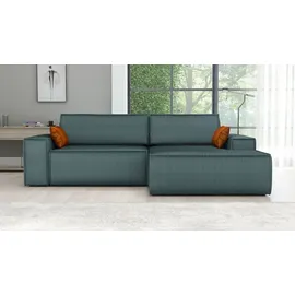 A&J MöbelLand Ecksofa TOR mit Schlaffunktion. Farbe: Azur. - Blau