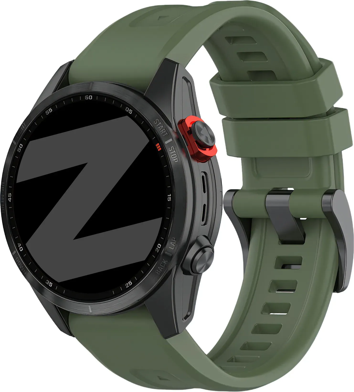 Bandz Garmin Fenix 7x Armband Silikon 'Classic' für Garmin Fenix 7x - Armee Grün - Schnallenverschluss