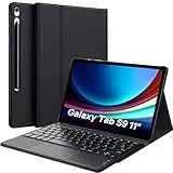 Earto Tastatur für Samsung Tab S9, Touchpad für Samsung Galaxy Tab S9 11 Zoll 2023, 2 Kanäle BT, abnehmbare AZERTY-Tastatur für Tab S9 (SM-X710/X716B/X718U), Schwarz