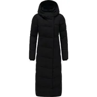 Ragwear Damen Wintermantel Warmer Steppmantel extralang wasserdicht und atmungsaktiv Pavla Extralong Black Gr. XS - XS