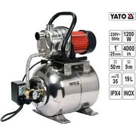 Yato Hydrophore inox auto 1200W 4000L/H 19L Tank