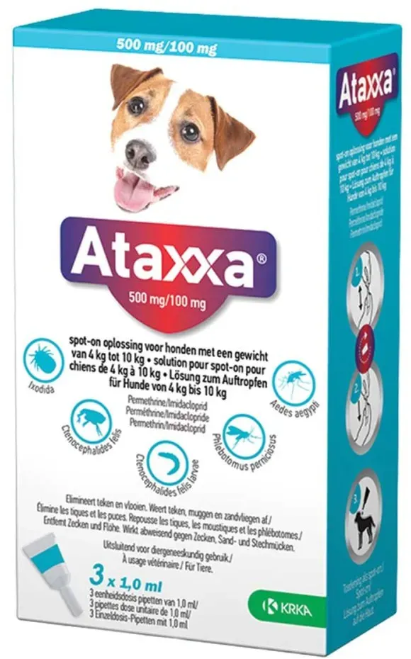 Ataxxa 500 mg/100 mg Lösung zum Auftropfen für Hunde von 4-10 kg