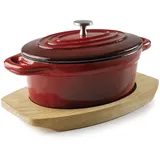 Lacor 25857 CACEROLA C/TAPA Magma RED Ovale Kochtopf, Eisen, Rot antik