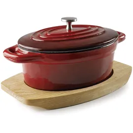 Lacor 25857 CACEROLA C/TAPA Magma RED Ovale Kochtopf, Eisen, Rot antik