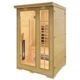 Infrarotkabine Kombi - Für 2 Personen - Keramikstrahler, Carbon Heizplatten - Mit Farblichttherapie - Radio & MP3 Player - Hemlock Holz