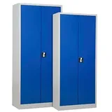 Gürkan Stahlschränke 111307 lichtgrau, enzianblau 4 Fachböden 92,0/80,0 x 42,0/38,0 x 195,0/180,0 cm, aufgebaut, 2 St.