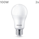 Philips LED-Lampe Standard 13W/827 100W, Frosted 2-pack E27