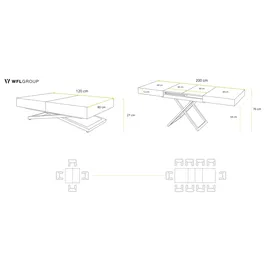 WFL GROUP Cavetta U Schwarz MDF 120-200 x 80 x 27-76 cm