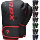 RDX Sports RDX F6 KARA Boxhandschuhe, Matt Schwarz-Rot, 14 oz