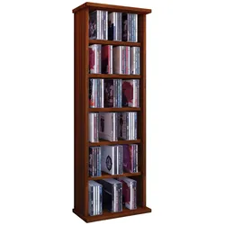 VCM Vostan Regal , CD Turm 6 Fächer Kern-Nussbaum dekor.