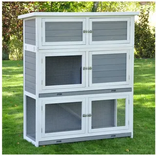 nanook shop Nanook Hasenstall Schnuffi grau weiss 114 x 42 x 101 cm