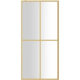 vidaXL Duschwand für Begehbare Dusche mit ESG Klarglas Golden 90x195cm