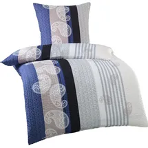 KH-Haushaltshandel Seersucker Paisley Blau/Grau 135 x 200 cm + 80 x 80 cm