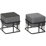 [en.casa] Hocker, Multifunktionaler stapelbarer Sitzhocker Tas 2er Set quadratisch Dunkelgrau