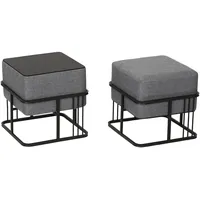 [en.casa] Hocker, Multifunktionaler stapelbarer Sitzhocker Tas 2er Set quadratisch Dunkelgrau