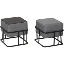[en.casa] Hocker, Multifunktionaler stapelbarer Sitzhocker Tas 2er Set quadratisch Dunkelgrau