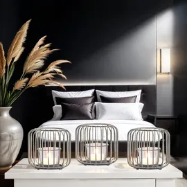Marrakesch Orient & Mediterran Interior 3er Set Skandinavische Deko Windlichter Teelichthalter Kerzenhalter Cibolo Grau Klein