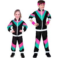 Widmann - Kinderkostüm Trainingsanzug, schwarz, 80er Jahre Outfit, Jogginganzug, Bad Taste Outfit, Faschingskostüme