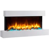 Elektrokamin Balderia Ignis, Weiß, Metall, Holzwerkstoff, 110x57x25 cm, Fernbedienung, Flammeneffekt separat schaltbar, Überhitzungsschutz, Thermostat, Dimmer, Freizeit, Heizen & Kühlen, Elektrokamine