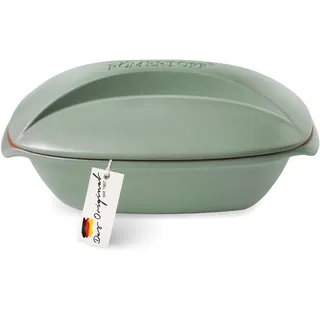 RÖMERTOPF Bräter CULINARIO für 4 Personen - 3 Liter Schmortopf mit Deckel aus Keramik – Zum Schmoren, Braten und Dampfgaren - Backofengeeignet, Grün