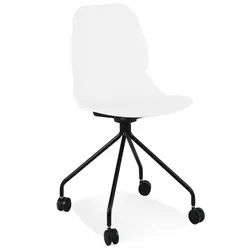 Bürostuhl Weiß Schwarz Metall Kunststoff | Ergonomischer Drehstuhl mit 360° Rollen | Schreibtischstuhl Polypropylen Gepolstert | Kadima Design