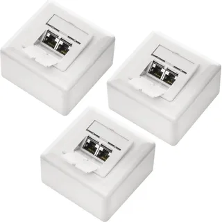 deleyCON 3x CAT 6a Universal Netzwerkdose 2x RJ45 Port geschirmt 10 Gigabit Ethernet