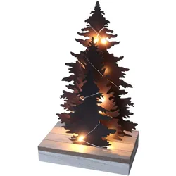 X-Mas LED Metallbaum Tannen Holzfufl 12LED batteriebetrieb
