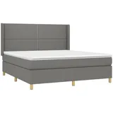 vidaXL Boxspringbett mit Matratze & LED Dunkelgrau 160x200 cm Stoff