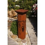 8-Eck Säule Elefant + Schale Classic Edelrost Rost Metall Gartendeko Garten Stele