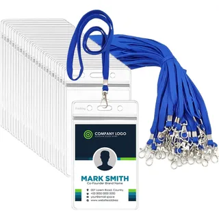 Ausweishülle Mit Band,Fushing 50 Stück Lanyards Schlüsselbänder Ausweishülle Namensschilder Mit Schlüsselband Badge Hülle Kartenhülle Mit Band Namensschilder Hüllen Namensschild Mit Band (L)